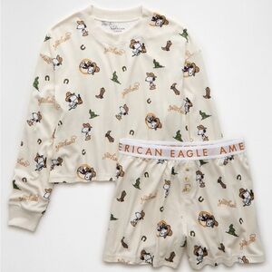 🤠 American Eagle Peanuts Western Plush PJ Set
